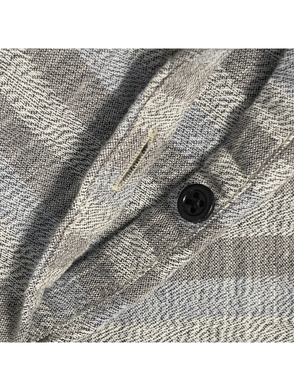 Levi's Made & Crafted Mens Size 3 L Gray Plaid Herringbone Long Sleeve Shirt
